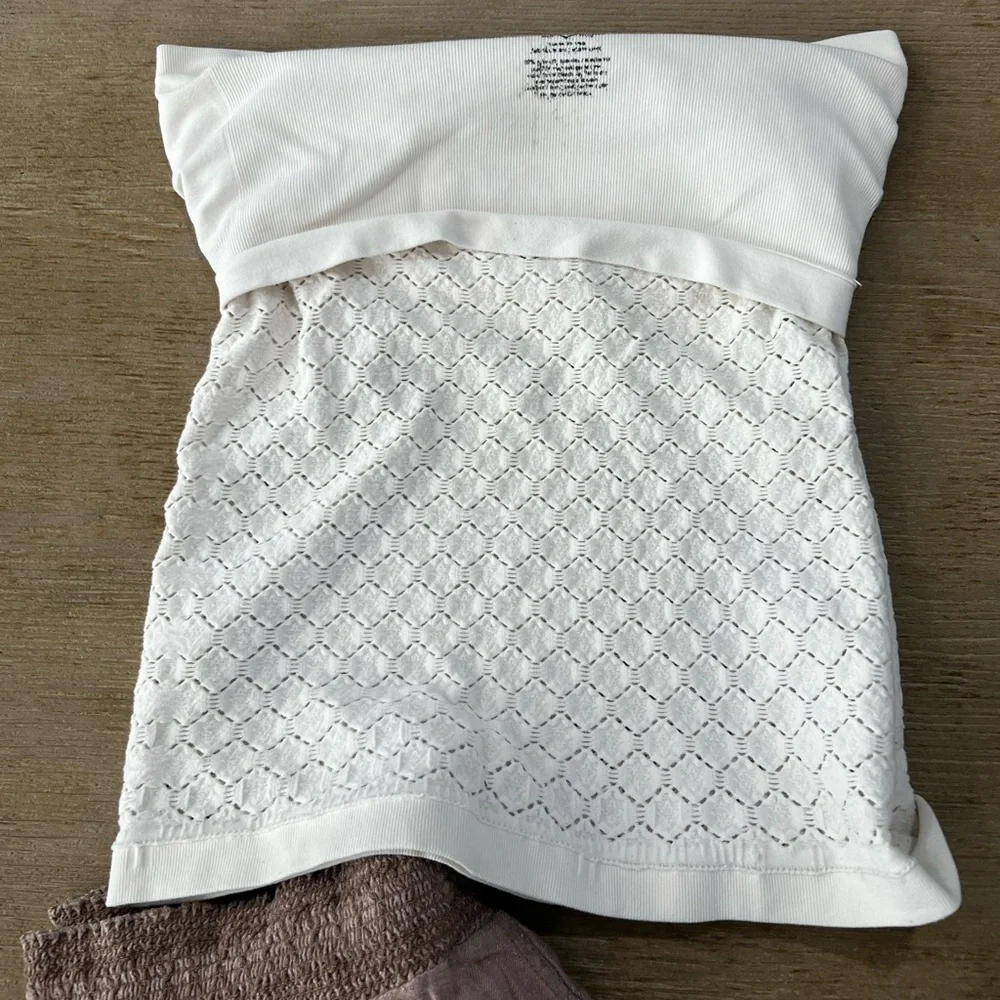 Jolt Y2K Linen Blend Shorts & White Crochet Bandeau Free People Set Size 5 Boho
